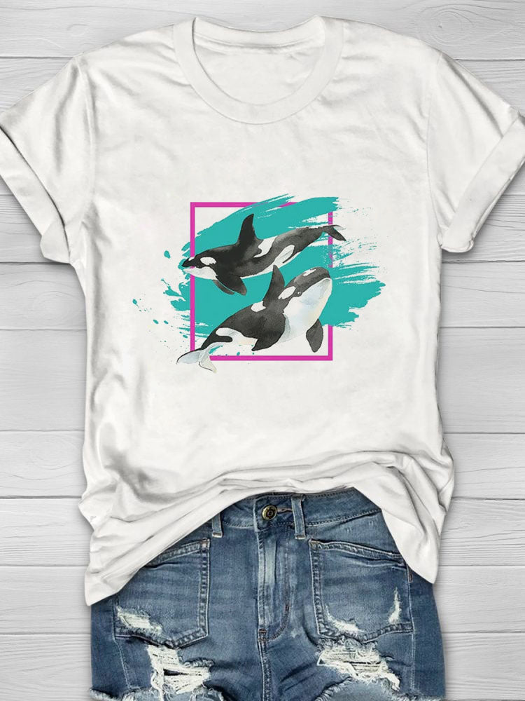Whale Retro Environmental Graphic T-shirt