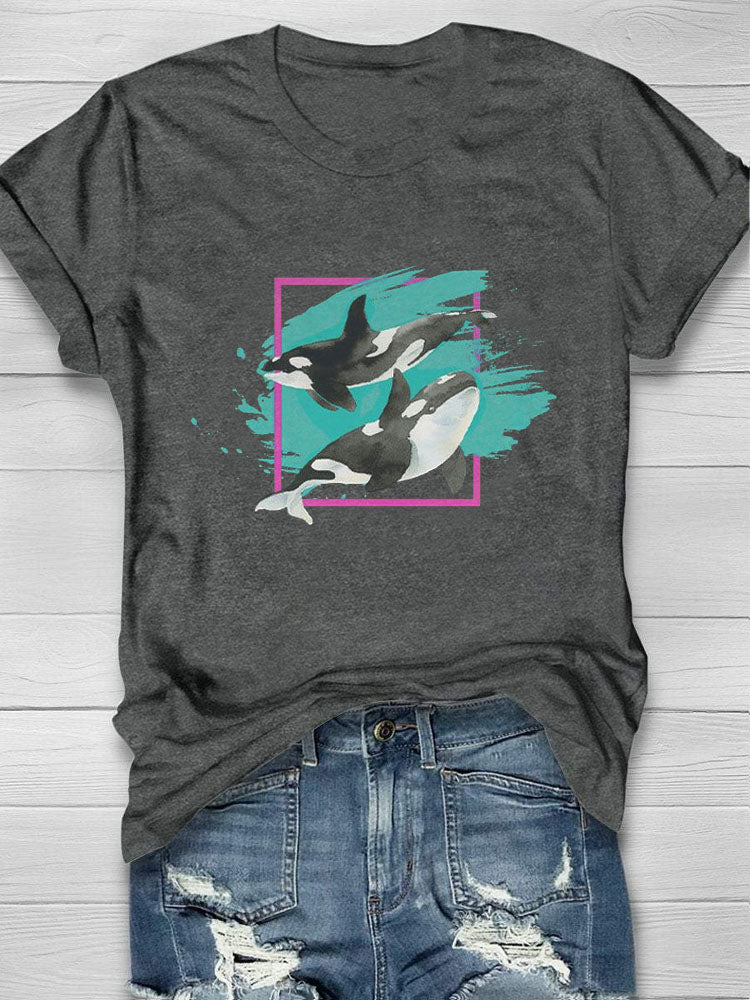 Whale Retro Environmental Graphic T-shirt