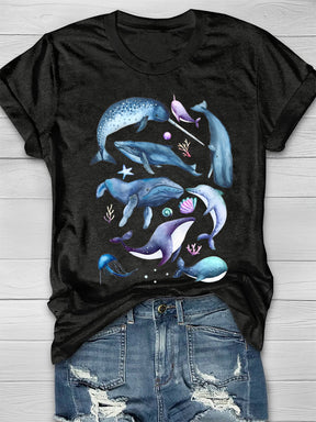 Ocean Fishes Cute Dolphin Lover T-shirt