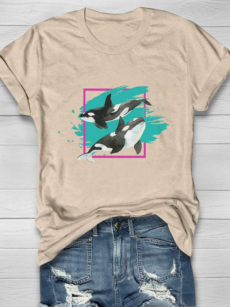 Whale Retro Environmental Graphic T-shirt