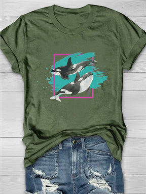 Whale Retro Environmental Graphic T-shirt