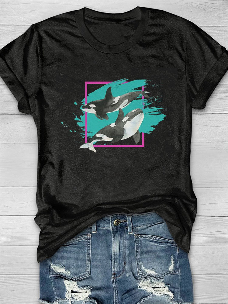 Whale Retro Environmental Graphic T-shirt