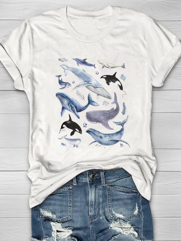 Watercolor Whale Trendy Ocean T-shirt